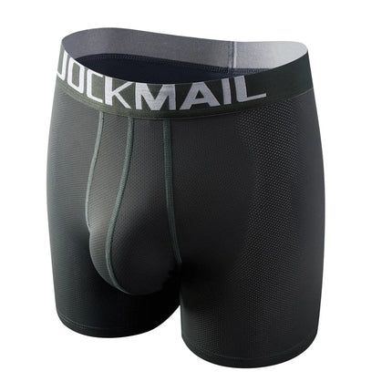 10 Color Jockmail Long Boxers Ice Silk 3D Hanging Mesh Bag U Convex Anti-drift Separation Sexy Ropa Interior Hombre Panties