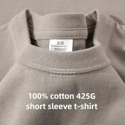 Heavy Weight 425 grams Men T Shirt Cotton Half Sleeve Breathable High Quality Round Neck Basic Tops Men Summer T-Shirt