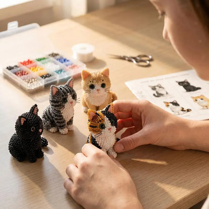 Tiny 3D Beaded Animal Kit Easy DIY Beading Bead Art Craft Kit with Colorful Beads Accessories for Beginners Craft Enthusiasts