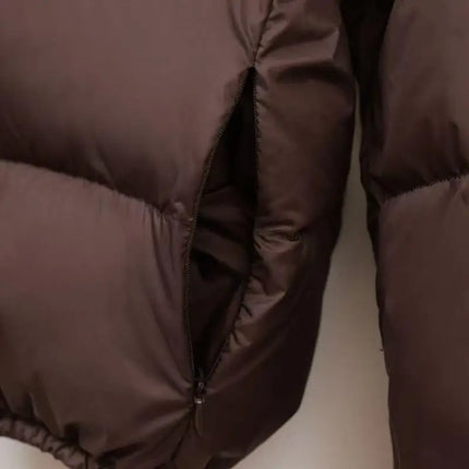 Winter Women's Casual Thi Cotton Padded Jaets Coats Street Sle Straight Cut Long Sve Zipper ort Length Pure Color