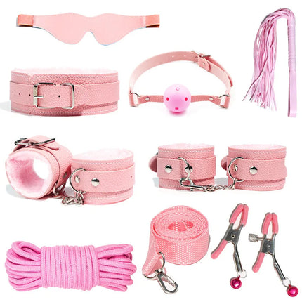 Bdsm Bondage Set Restraint Adult Game Handcuff Neck Collar Wrist Mouth Gag Strap Fetish SM Sex Toys for Woman Couples Product