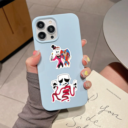 50pcs Cartoon Magic Digital Circus Decoration Handbooks Stationery Water Cups Computer Waterproof Stickers
