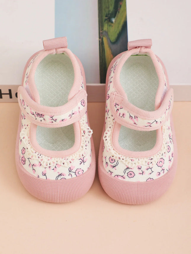 Girls' Princess Shoes 2025 Spring and Autumn New Children's Canvas Shoes Fresh Style Baby Girl Velcro Walking Shoes