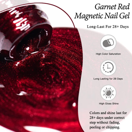 Garnet Red Cat Magnetic Gel Nail Polish Sparkling Glitter Semi Permanent Soak Off UV Gel Varnish For Valentine's Nail Supplies