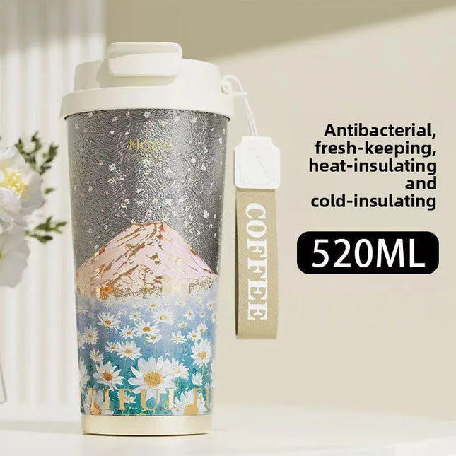 100% Pure Titanium Couples Coffee Mug - 520ml  Cup, Compact Portable for Office/Outdoor/Travel, Coffee Heat Retention