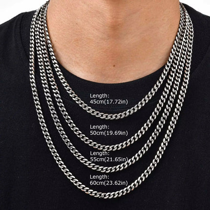 Vintage Punk Chain Necklace for Men Women,3/5/7mm Stainless Steel Cuban Chain Collars,Classic Metal Jewelry Gift for Him