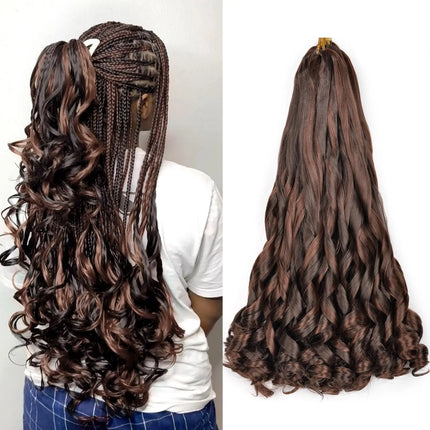 French Curl Braids Hair 22“Loose Wave Bouncy Synthetic Spiral Curls Braiding Hair Extensions Ombre Pre Stretched Hair For Women