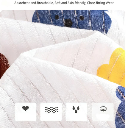 Children's Pure Cotton Home Clothes Set Boys Girls Seven-quarter Sleeve Pajamas Thin Breathable Air-conditioned Clothes