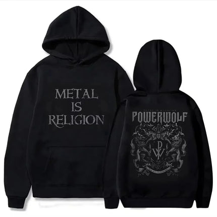 Power Meta Rock Band Powerwolf Graphic Print Hoodie Men Women Oversized Pullover New Fashion Streetwear Hip Hop Style Sweatshirt