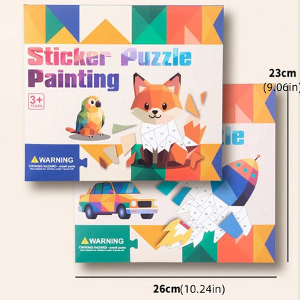 Paper 3D Geometric Sticker Books Handmade Montessori DIY Paste Material Kit Cute Educational Animals Sticker Book Toddlers