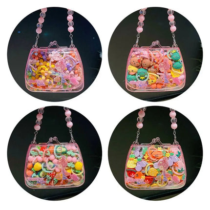 Fashion Cute Cartoon Hair Ropes Sweet High Elastic Rubber Bands Headwear with Handheld Box Bow Hair Ties for Kids