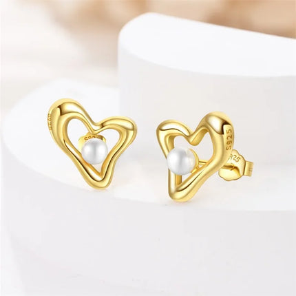 925 Sterling Silver Gold Pearl Hoop Earrings Pave Large Circular Shape Earring Gift for Women Jewelry Anniversary Wedding