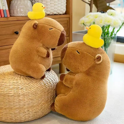 Hot Kawaii Fluffy Capybara Plush Doll Pillow Capybara with Tortoise Stuffed Toy Animals Kids Juguetes Birthday Gift Home Decor
