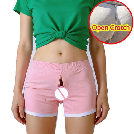 Woman Outdoor Sex Open Crotch Pants Mini Shorts Crotchless Hot Pants Invisible double Zippers Short Club Exotic Gym Trousers