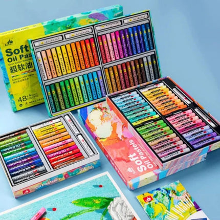 Kuelox Professional Super Soft Oil Pastel Crayon 24/36/48 Colors Artist White Soft Pastels For Painting Stationery Art Supplies
