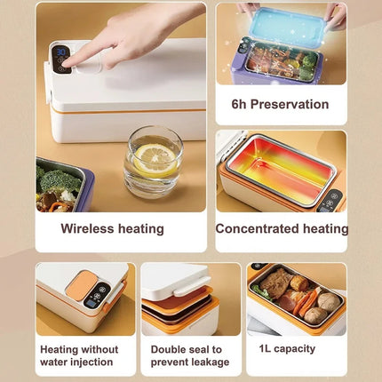 New Portable Electric Lunch Box USB Rechargeable 3200mAh Water-free Insulated Electric Lunch Box Suitable for Outdoor Travel