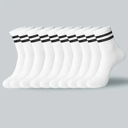 10/20 Pairs Striped Crew Socks - Men Women Breathable All-Season Casual / 10/20 Paires Chaussettes Rayées - Unisexe
