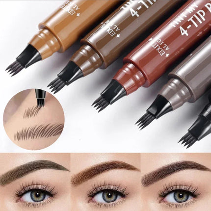 4 Point Eyebrow Pencil 4 Prong Tip Eyebrow Pen 4 Fork Eyebrow Pencil Waterproof Liquid Eyebrow Pencil Long Lasting Like Real