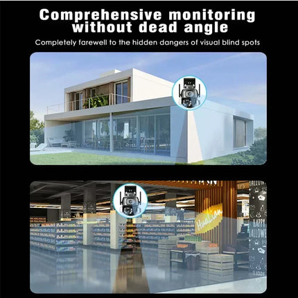 4K 8MP WIFI Camera TUYA APP Dual Screen Cam Binocular AI Body Automatic Tracking CCTV Alexa Security Intelligent IP66 Monitoring