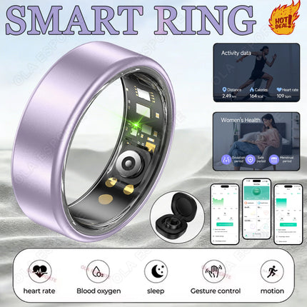 All Size（6-14） Smart Ring for Women Men Healthy Heart Rater Blood pressure Monitor Waterproof Take Photo Control Smartring Sport