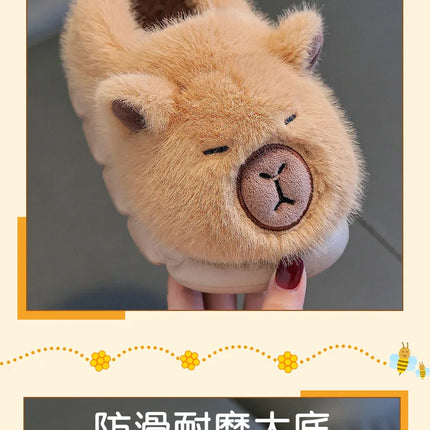 Capybara Winter Children'S Cotton Slippers For Boys And Girls Warm Plush Parent-Child Cotton House Slippers Shoes Gifts