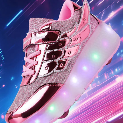 Sneakers Roller Shoes Outdoor Deformation Parkour Skates Dual-Use Children Girls Boys Adult Men Women Unisex Roller Skates