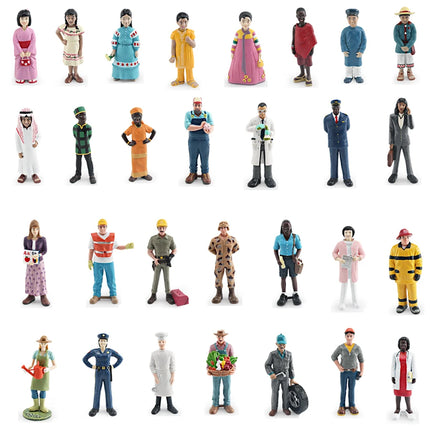 Realistic Pretend Professional Career Figures - Plastic Models of People from around the World Educational Toy Gift for Children