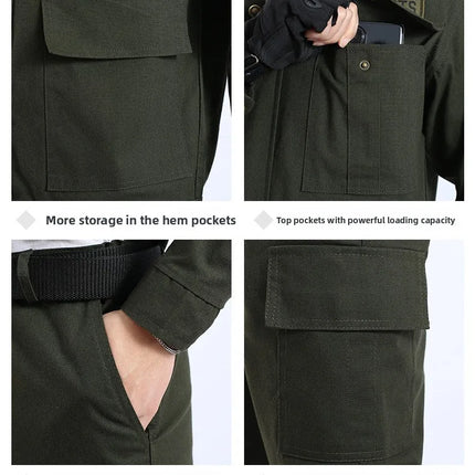 Thickened Work Uniform Set for Men Spring Autumn Auto Repair Welding Heat Resistant Wearable Labor Protection Clothing for Co...