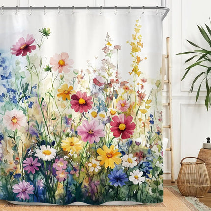 Miyotaa Flower Blossom Spring Shower Curtain Set 60Wx71H Inches Vintage Retro Vintage Botanical Plant Blush Polyester Waterproof