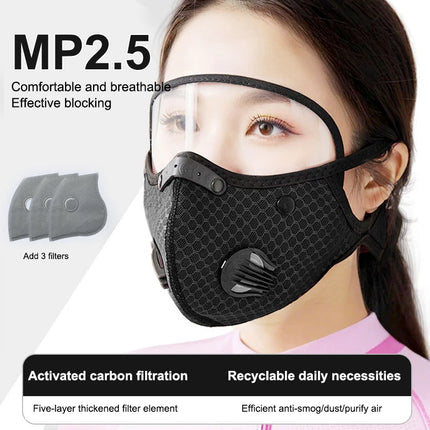 Men's Cycle-Ready Face Mask with Active Carbon Filters and Dust Goggles