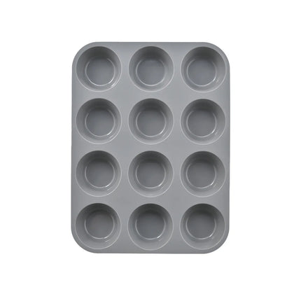 Food-Grade 12-Cavity Silicone Muffin Cake Mold, Non-Stick Cupcake Mold, High-Temperature Resistant Oven Baking Tool for Steamed Egg Pudding Meatballs