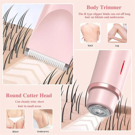 Electric Shaver for Women Portable Mini Rechargeable Epilator Female Painless Electric Razor Women's Dual Head Bikini Trimmer