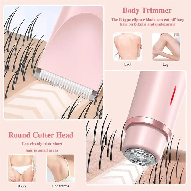 Electric Shaver for Women Portable Mini Rechargeable Epilator Female Painless Electric Razor Women's Dual Head Bikini Trimmer