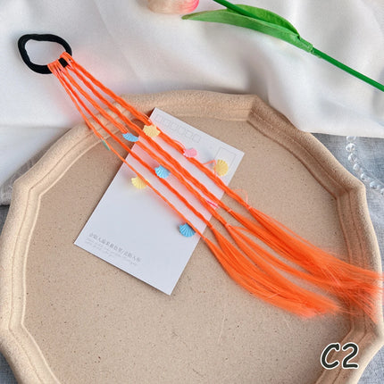 AZQUEEN Synthetic Colored Long Braided Ponytail Extensions With Elastic Band Rainbow Braid Pony Tail Hairpiece For Girl Kids