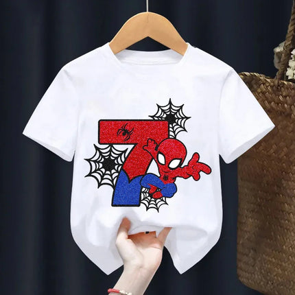 Marvel Summer Children's 100% Cotton T-Shirt Soft Fabric Cartoon Version Spider-Man Digital Printing Suitable for Boys and Girls