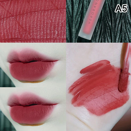 1Pc HERORANGE Velvet Matte Lip Mud Lip Glaze Easy To Apply Waterproof Non Smudging Long Lasting Non Stick Cup Cosmetic
