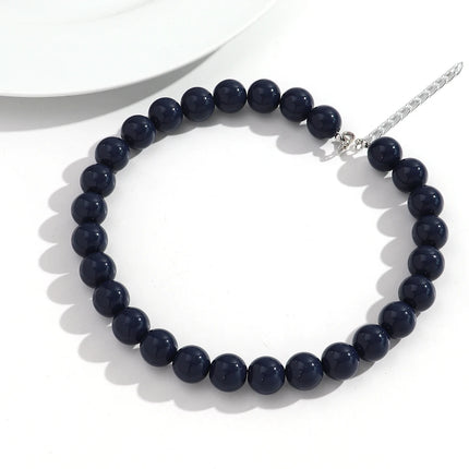 Boho Colorful Acrylic Big Ball Bead Chain Necklace Trendy Handmade Round Choker Necklaces for Women Man Statement Jewelry Gift