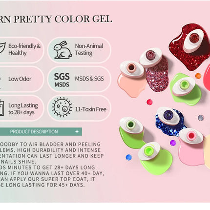 BORN PRETTY 10ml Gel Nail Polish Gel 130 Colors Semi Permanent Solid Nail Gel Varnish Soak Off UV Gel for Base Top Coat