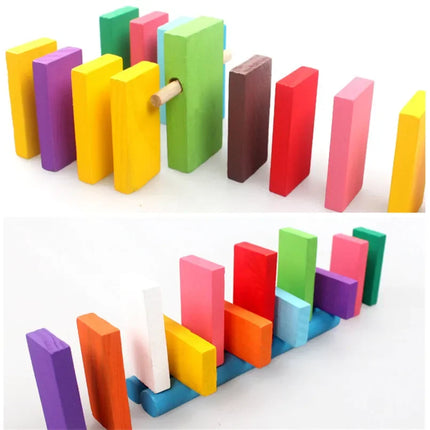 New Kids 120/240pcs Children Color Sort Rainbow Wood Domino Blocks Kits Early Bright Dominoes Games Educational Toys Gift