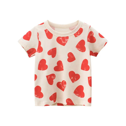 2025 Summer 2-8 Years Kids Girl Shorts Sleeve T-shirts Printed Little Girl Top Baby Girl T Shirts Children Toddler Girl Clothes