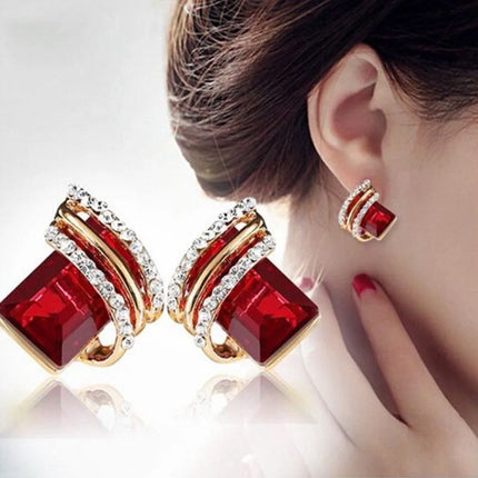 Zircon Crystal Rhombus Wings Earrings for Women Birthday Gifts Jewelry