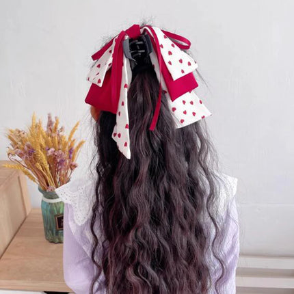 Sweet Hair Grab Girl Princess Red Bow Hairpin Polka Dot Children's Hair Clip Student Hair Claw For Kids