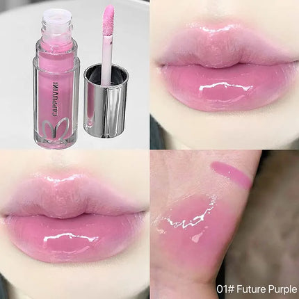 Brown Glitter Lip Glaze Lasting Shimmer Mirror Water Lip Gloss Waterproof Jelly Plumping Lipstick Make Up Moisturizing Lip Tint