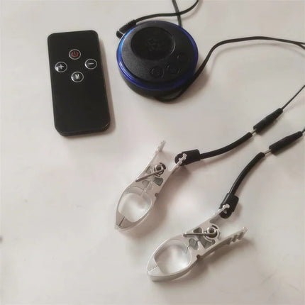 Metal Nipples Clips Labium Clamps Clitoris Stimulation Breast Sucker 8 Modes Electric Shock Sex Toys for Women Men Couples Games