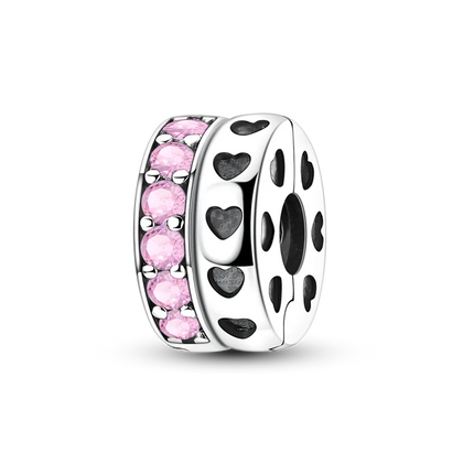 2026 Romantic Pink Color Charms Bead 925 Sterling Silver CZ Zircon Love Heart Pendants Fit Original Bracelet DIY Jewelry Gift