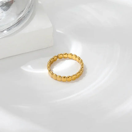 2/4mm Tiny Thick Selection Gold Color Beaded Stainless Steel Rings for Women Retro Statement Plain Band Knuckle Stacking Jewelry