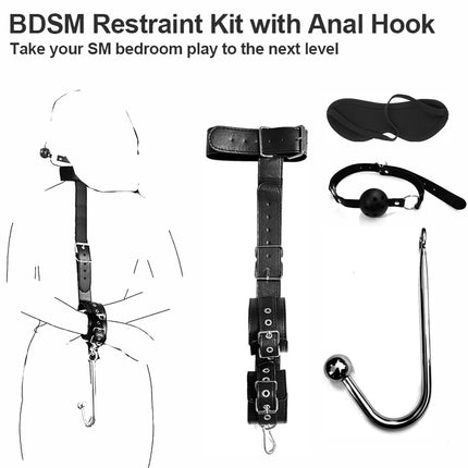 Anal Hook Backhand Buttonhole Plug Metal Rear Anal Porn Bondage Tail Butt Plug Erotic HandCuffs Mouth Gag BDSM Bondage