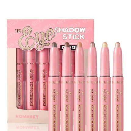 6Pcs Set Matte Effect Eyeshadow Stick   Natural and long-lasting Multi-purpose Shiny Metallic Matte Shimmer Highlighting Eyeline