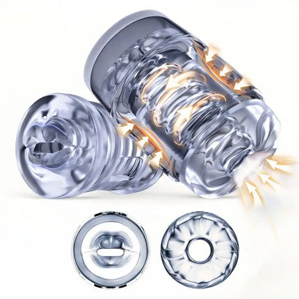 Realistic Couple Pocket Pussy Masturbators Cup Squeezable Stroker Men Spiral Texture Open Cover Sucking Male for Men Sex Toy