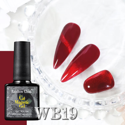 Rainbow Ghini 10ml Ruby Red Color Cat Eye Gel Polish Crimson Burgundy Color Glitter Effect Gel For Autumn/Winter Polish Nail Art